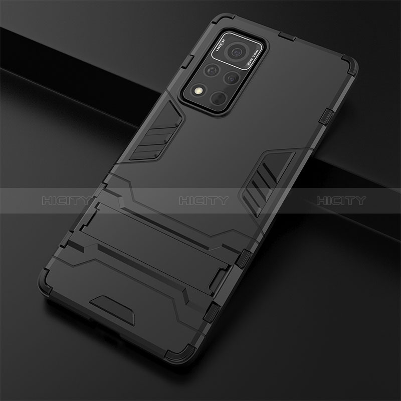 Coque Contour Silicone et Plastique Housse Etui Mat avec Support KC1 pour Huawei Honor V40 5G Plus