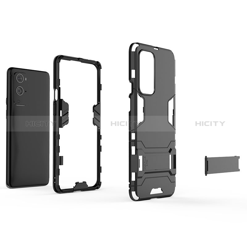 Coque Contour Silicone et Plastique Housse Etui Mat avec Support KC1 pour OnePlus 9 Pro 5G Plus