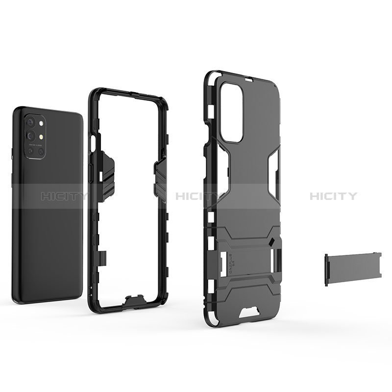 Coque Contour Silicone et Plastique Housse Etui Mat avec Support KC1 pour OnePlus 9R 5G Plus