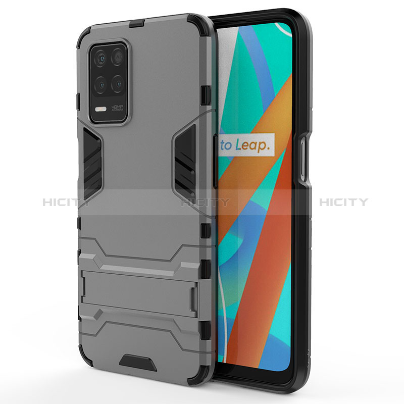 Coque Contour Silicone et Plastique Housse Etui Mat avec Support KC1 pour Realme 8s 5G Gris Plus