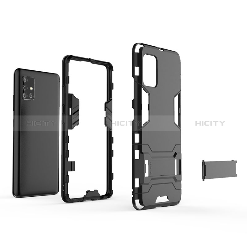 Coque Contour Silicone et Plastique Housse Etui Mat avec Support KC1 pour Samsung Galaxy A51 4G Plus