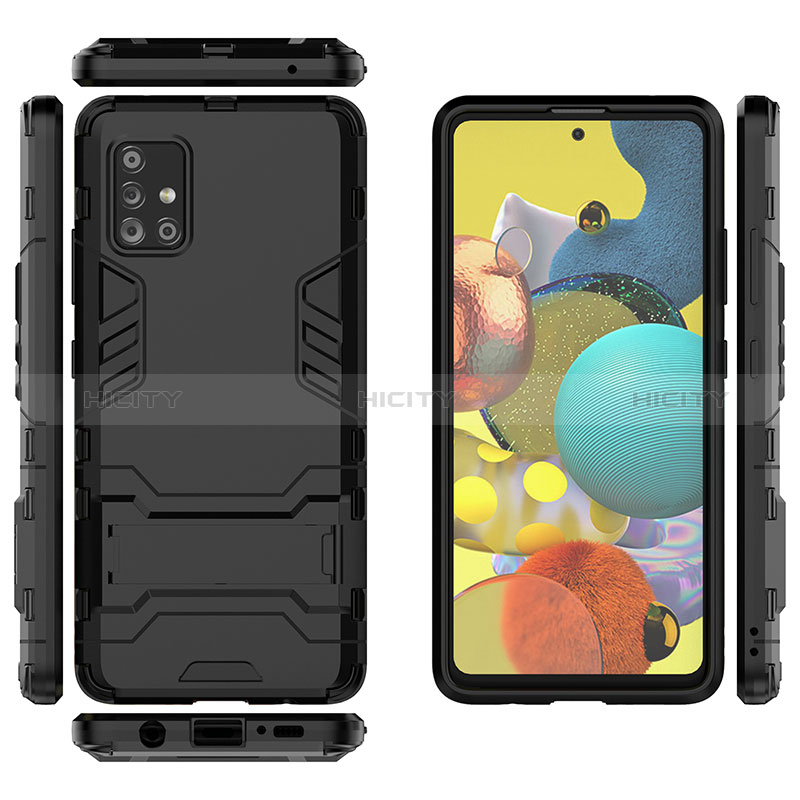 Coque Contour Silicone et Plastique Housse Etui Mat avec Support KC1 pour Samsung Galaxy A51 4G Plus