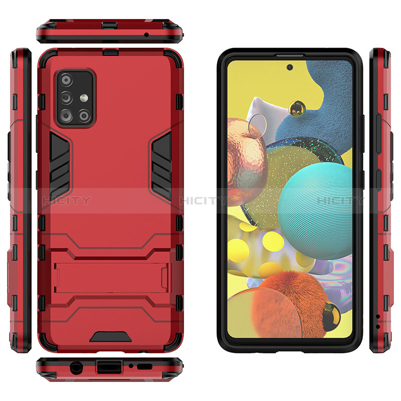 Coque Contour Silicone et Plastique Housse Etui Mat avec Support KC1 pour Samsung Galaxy A51 5G Plus