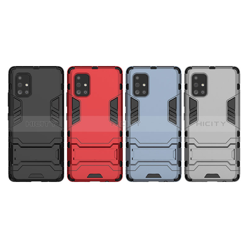 Coque Contour Silicone et Plastique Housse Etui Mat avec Support KC1 pour Samsung Galaxy A71 4G A715 Plus