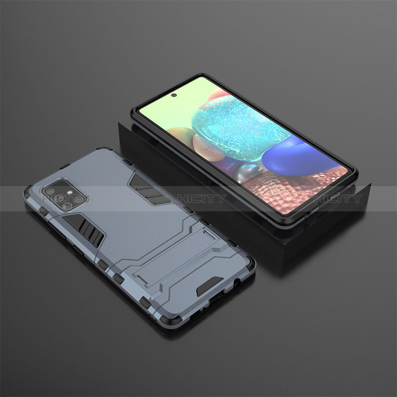 Coque Contour Silicone et Plastique Housse Etui Mat avec Support KC1 pour Samsung Galaxy A71 5G Plus