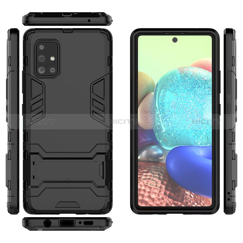 Coque Contour Silicone et Plastique Housse Etui Mat avec Support KC1 pour Samsung Galaxy A71 5G Plus