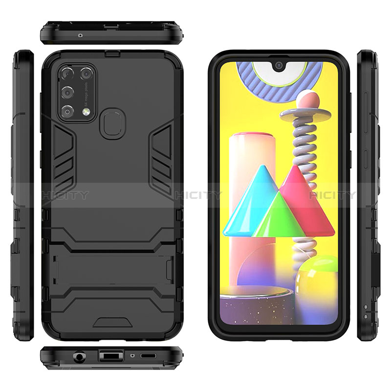 Coque Contour Silicone et Plastique Housse Etui Mat avec Support KC1 pour Samsung Galaxy M31 Plus