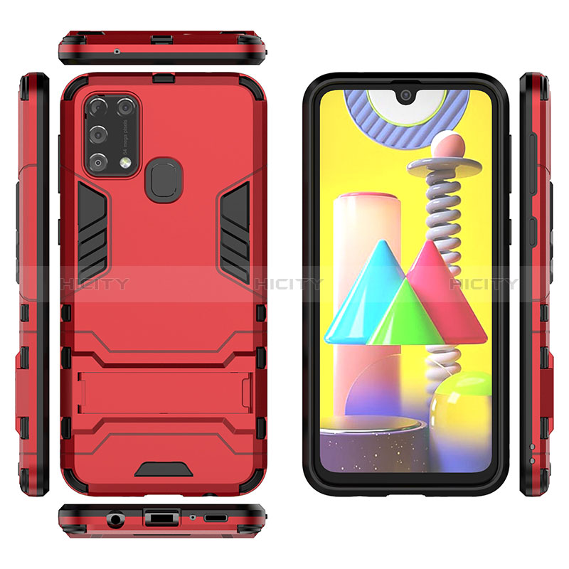 Coque Contour Silicone et Plastique Housse Etui Mat avec Support KC1 pour Samsung Galaxy M31 Plus