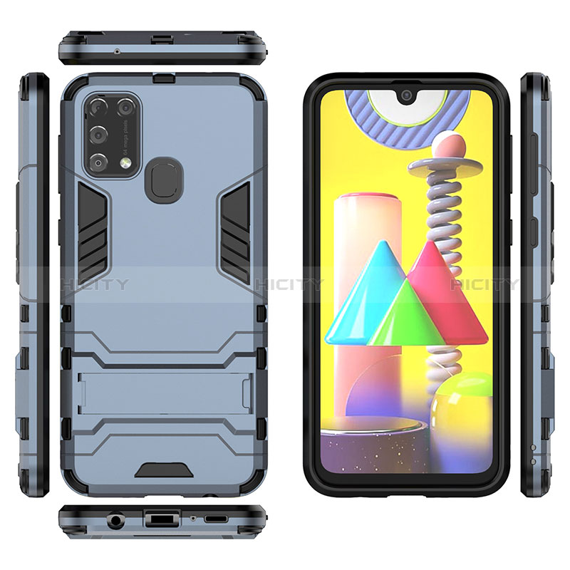 Coque Contour Silicone et Plastique Housse Etui Mat avec Support KC1 pour Samsung Galaxy M31 Plus