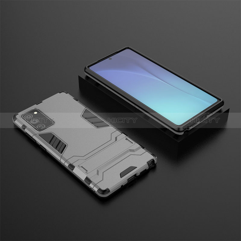 Coque Contour Silicone et Plastique Housse Etui Mat avec Support KC1 pour Samsung Galaxy Note 20 5G Gris Plus