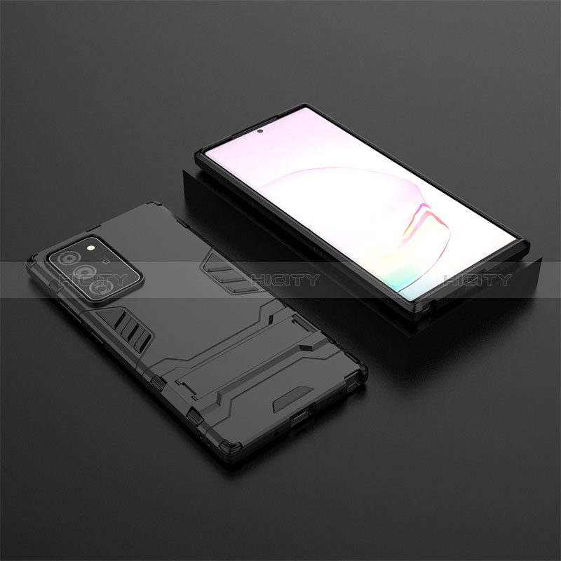 Coque Contour Silicone et Plastique Housse Etui Mat avec Support KC1 pour Samsung Galaxy Note 20 Ultra 5G Noir Plus