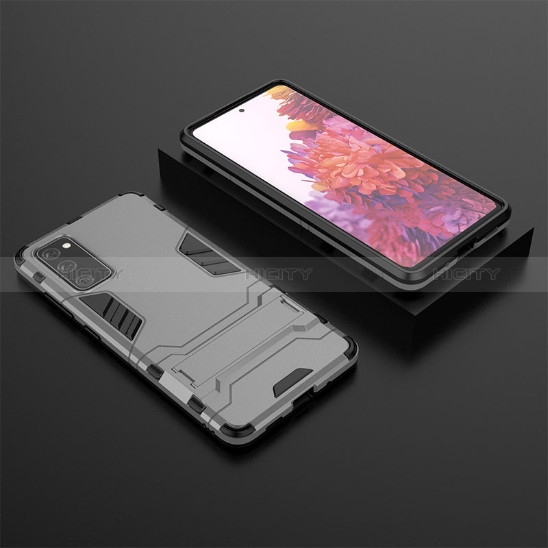 Coque Contour Silicone et Plastique Housse Etui Mat avec Support KC1 pour Samsung Galaxy S20 FE 5G Gris Plus