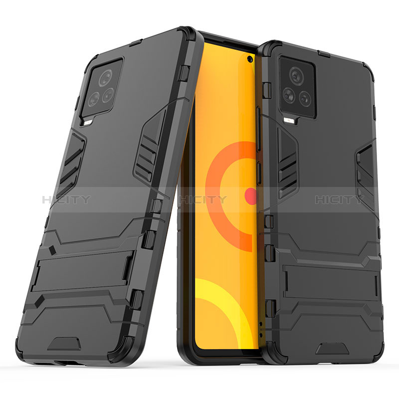 Coque Contour Silicone et Plastique Housse Etui Mat avec Support KC1 pour Vivo iQOO 7 Legend 5G Plus