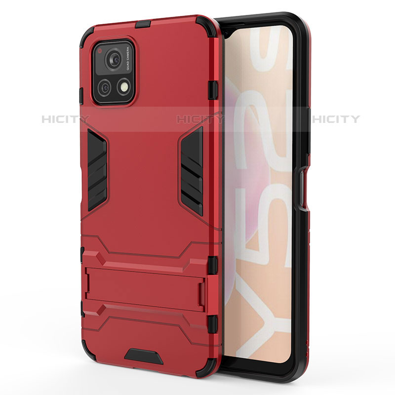 Coque Contour Silicone et Plastique Housse Etui Mat avec Support KC1 pour Vivo iQOO U3x 5G Plus