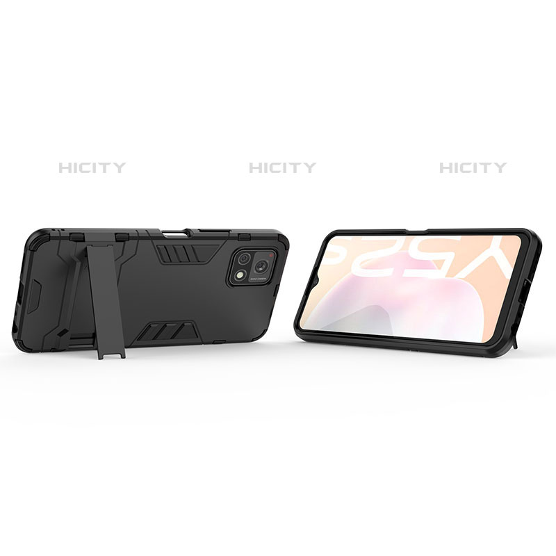 Coque Contour Silicone et Plastique Housse Etui Mat avec Support KC1 pour Vivo iQOO U3x 5G Plus