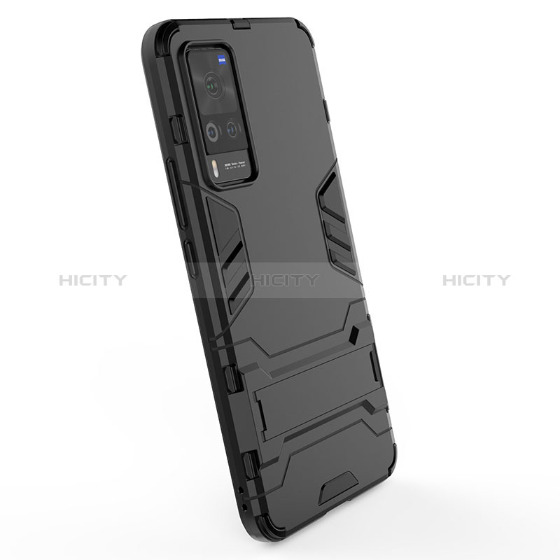 Coque Contour Silicone et Plastique Housse Etui Mat avec Support KC1 pour Vivo X60 Pro 5G Plus