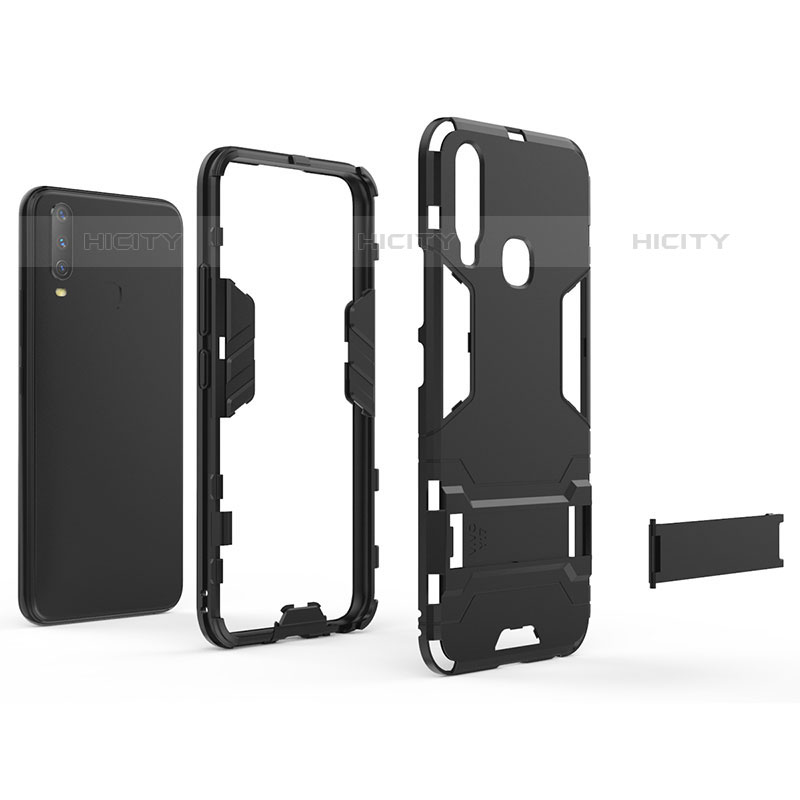 Coque Contour Silicone et Plastique Housse Etui Mat avec Support KC1 pour Vivo Y11 Plus