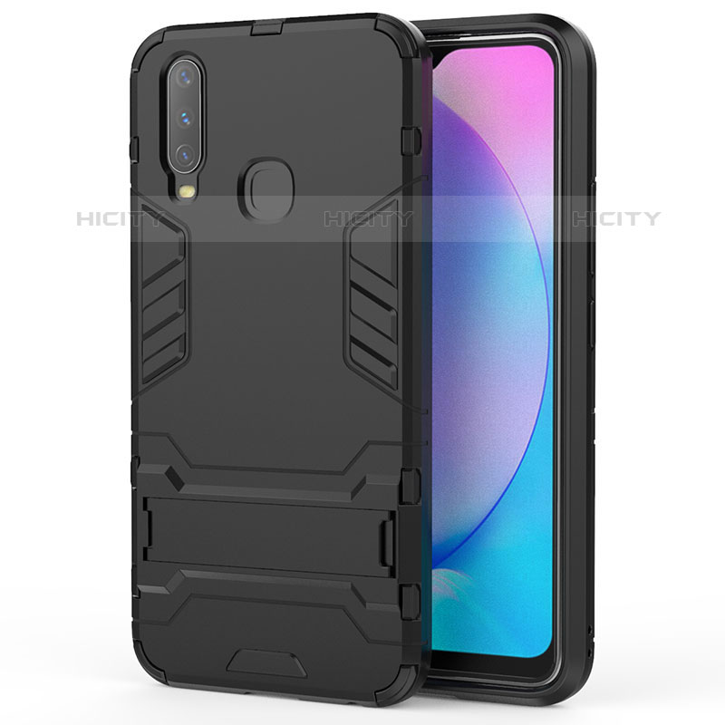 Coque Contour Silicone et Plastique Housse Etui Mat avec Support KC1 pour Vivo Y11 Plus