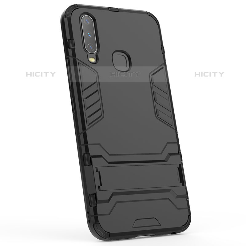 Coque Contour Silicone et Plastique Housse Etui Mat avec Support KC1 pour Vivo Y11 Plus