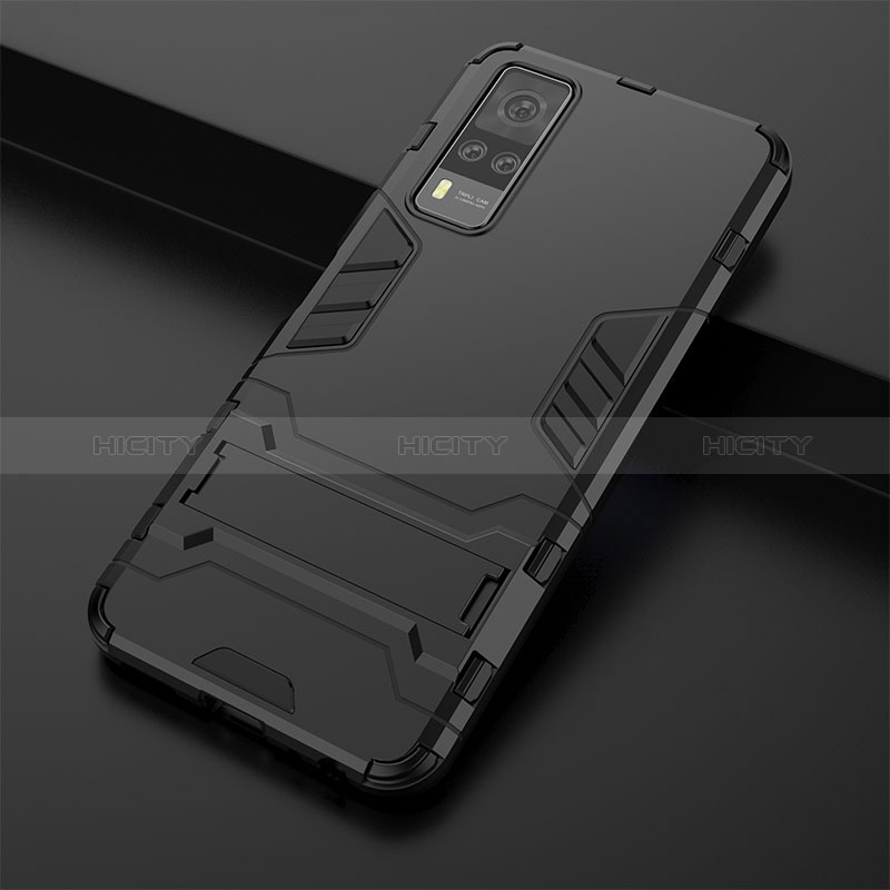 Coque Contour Silicone et Plastique Housse Etui Mat avec Support KC1 pour Vivo Y31 (2021) Plus