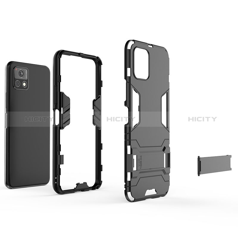 Coque Contour Silicone et Plastique Housse Etui Mat avec Support KC1 pour Vivo Y31s 5G Plus