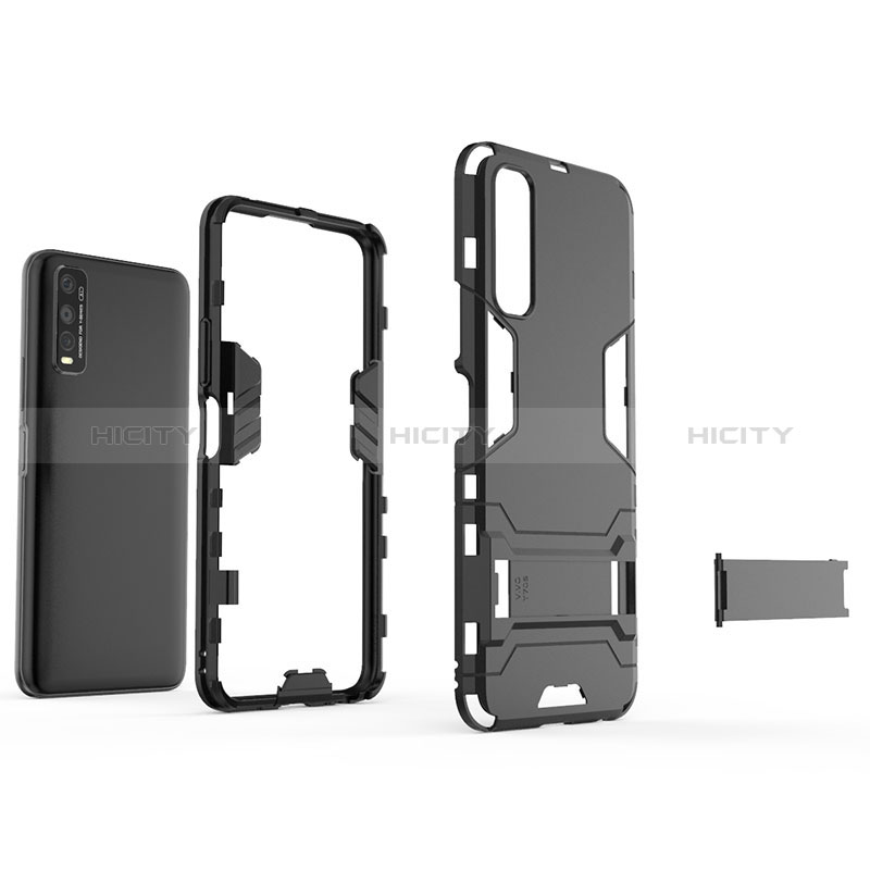 Coque Contour Silicone et Plastique Housse Etui Mat avec Support KC1 pour Vivo Y51s 5G Plus