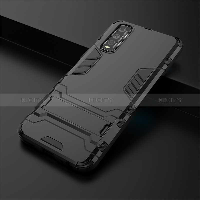 Coque Contour Silicone et Plastique Housse Etui Mat avec Support KC1 pour Vivo Y51s 5G Plus