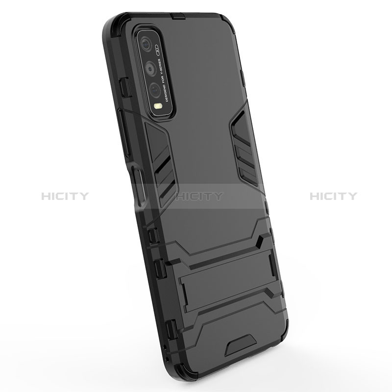 Coque Contour Silicone et Plastique Housse Etui Mat avec Support KC1 pour Vivo Y51s 5G Plus