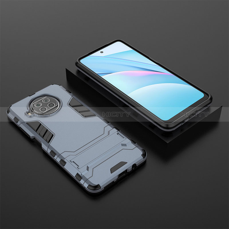 Coque Contour Silicone et Plastique Housse Etui Mat avec Support KC1 pour Xiaomi Mi 10i 5G Bleu Plus