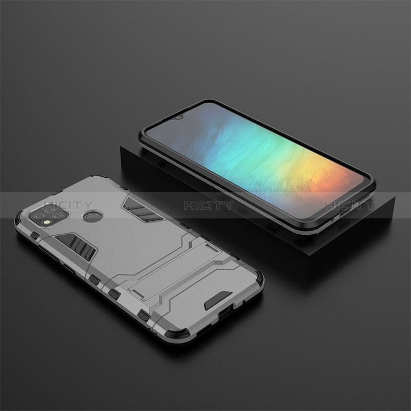 Coque Contour Silicone et Plastique Housse Etui Mat avec Support KC1 pour Xiaomi POCO C3 Gris Plus