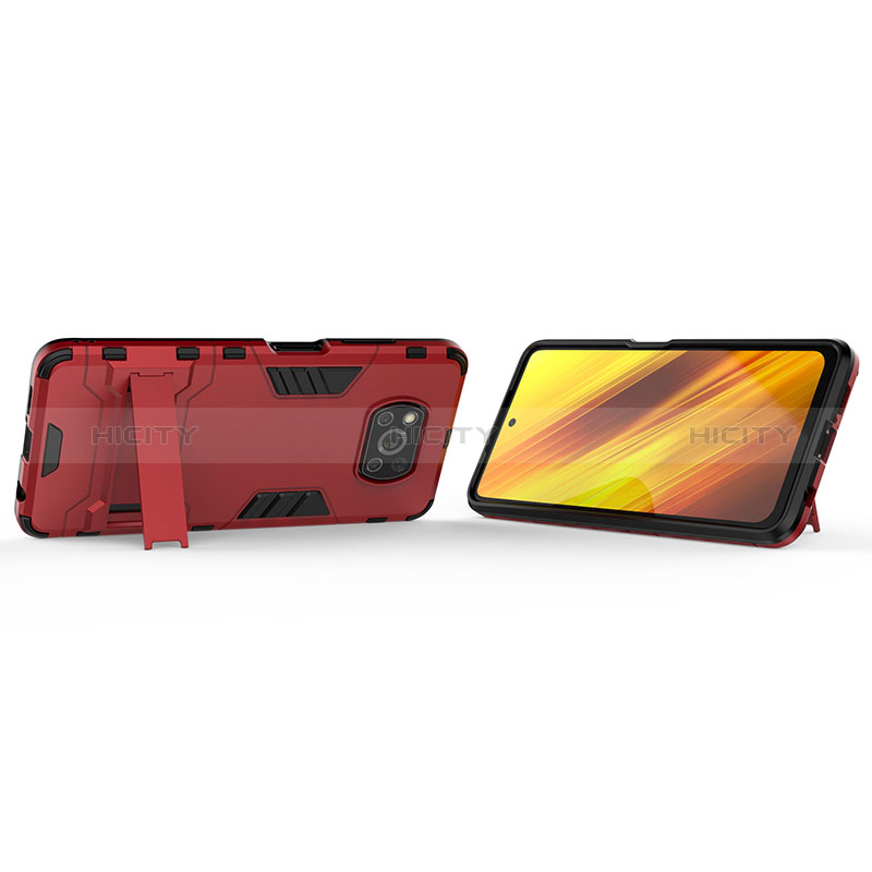 Coque Contour Silicone et Plastique Housse Etui Mat avec Support KC1 pour Xiaomi Poco X3 NFC Plus