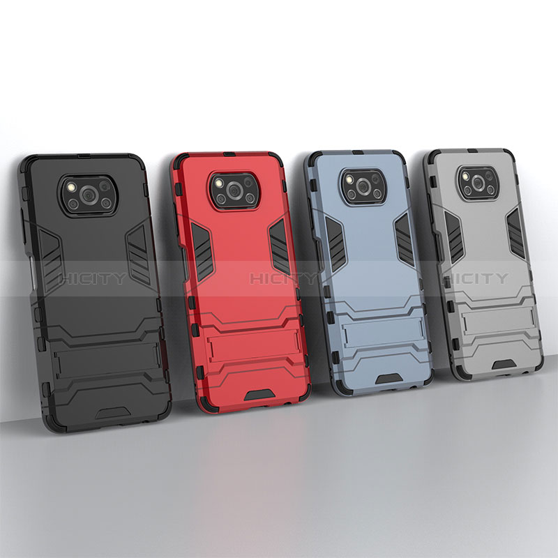 Coque Contour Silicone et Plastique Housse Etui Mat avec Support KC1 pour Xiaomi Poco X3 Pro Plus