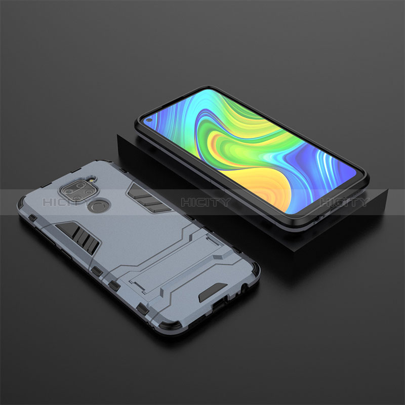 Coque Contour Silicone et Plastique Housse Etui Mat avec Support KC1 pour Xiaomi Redmi 10X 4G Bleu Plus