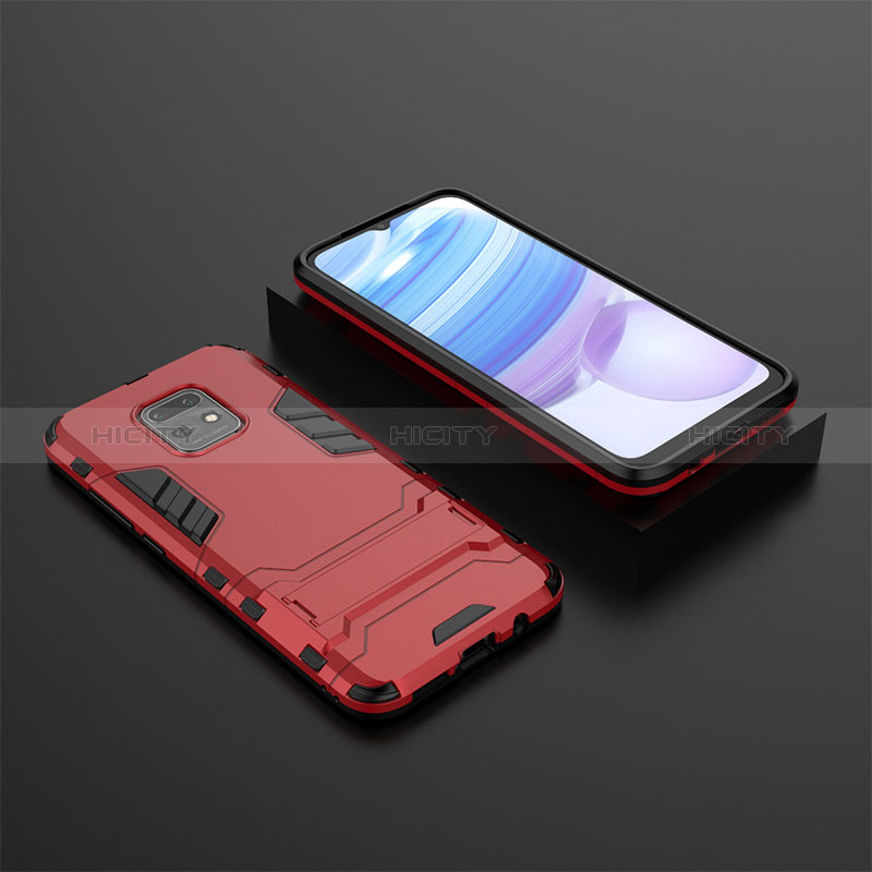 Coque Contour Silicone et Plastique Housse Etui Mat avec Support KC1 pour Xiaomi Redmi 10X Pro 5G Plus