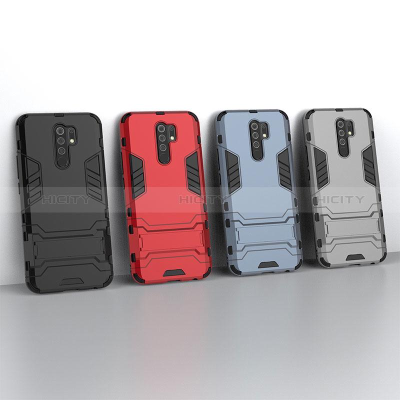 Coque Contour Silicone et Plastique Housse Etui Mat avec Support KC1 pour Xiaomi Redmi 9 Plus