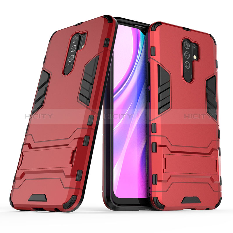 Coque Contour Silicone et Plastique Housse Etui Mat avec Support KC1 pour Xiaomi Redmi 9 Plus