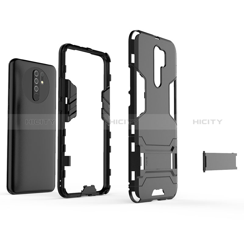 Coque Contour Silicone et Plastique Housse Etui Mat avec Support KC1 pour Xiaomi Redmi 9 Plus