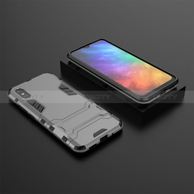 Coque Contour Silicone et Plastique Housse Etui Mat avec Support KC1 pour Xiaomi Redmi 9A Gris Plus