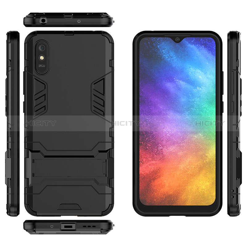 Coque Contour Silicone et Plastique Housse Etui Mat avec Support KC1 pour Xiaomi Redmi 9A Plus