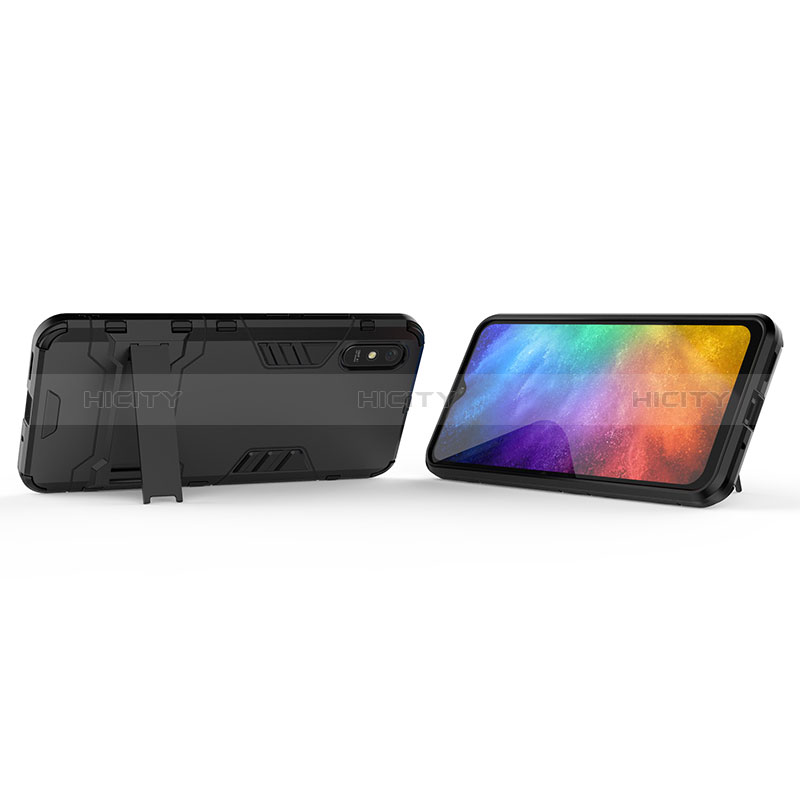 Coque Contour Silicone et Plastique Housse Etui Mat avec Support KC1 pour Xiaomi Redmi 9A Plus