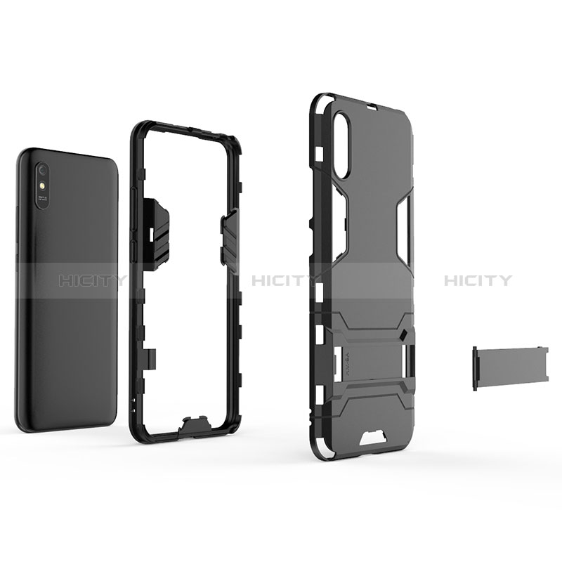 Coque Contour Silicone et Plastique Housse Etui Mat avec Support KC1 pour Xiaomi Redmi 9AT Plus