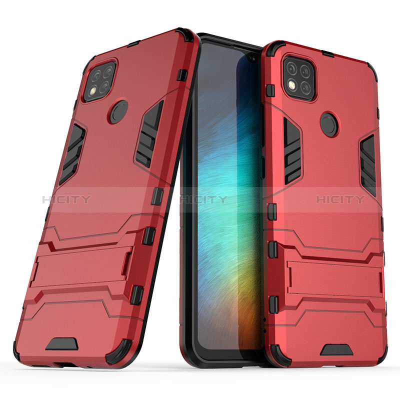 Coque Contour Silicone et Plastique Housse Etui Mat avec Support KC1 pour Xiaomi Redmi 9C NFC Plus