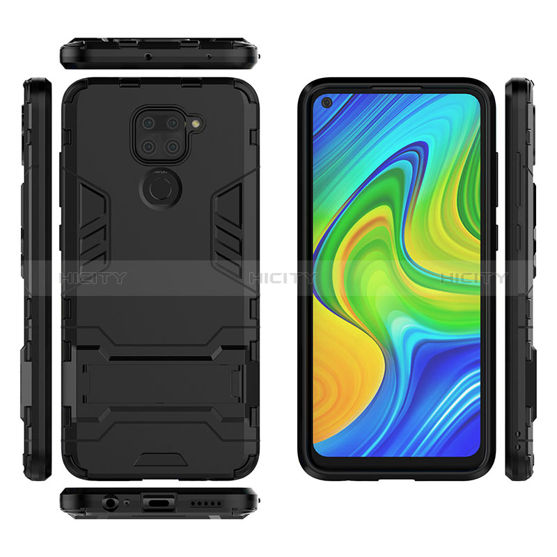 Coque Contour Silicone et Plastique Housse Etui Mat avec Support KC1 pour Xiaomi Redmi Note 9 Plus