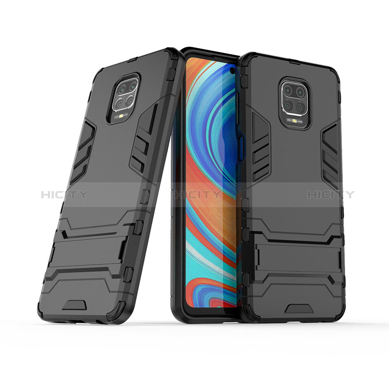 Coque Contour Silicone et Plastique Housse Etui Mat avec Support KC1 pour Xiaomi Redmi Note 9 Pro Max Plus