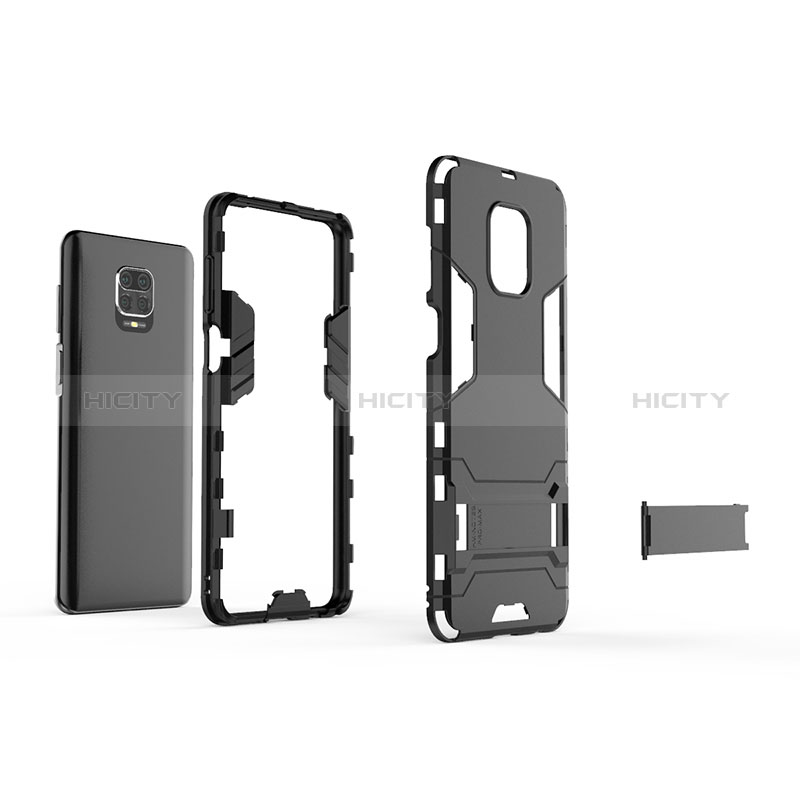 Coque Contour Silicone et Plastique Housse Etui Mat avec Support KC1 pour Xiaomi Redmi Note 9S Plus