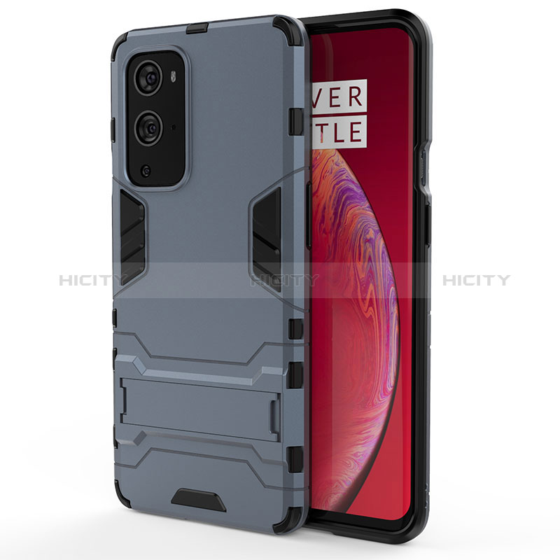 Coque Contour Silicone et Plastique Housse Etui Mat avec Support KC2 pour OnePlus 9 Pro 5G Bleu Plus