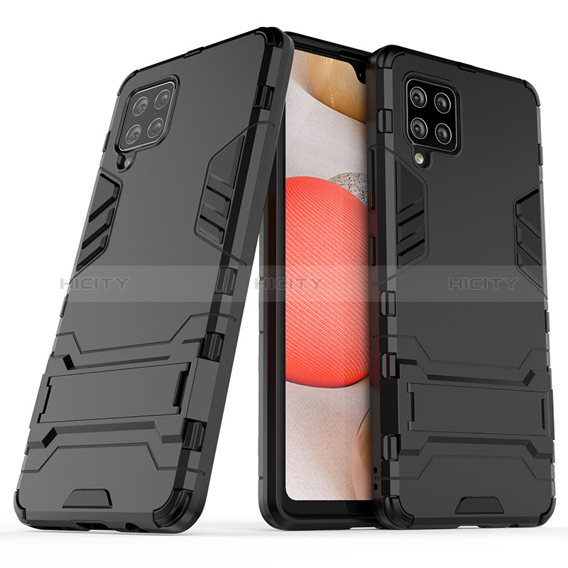 Coque Contour Silicone et Plastique Housse Etui Mat avec Support KC2 pour Samsung Galaxy A42 5G Noir Plus