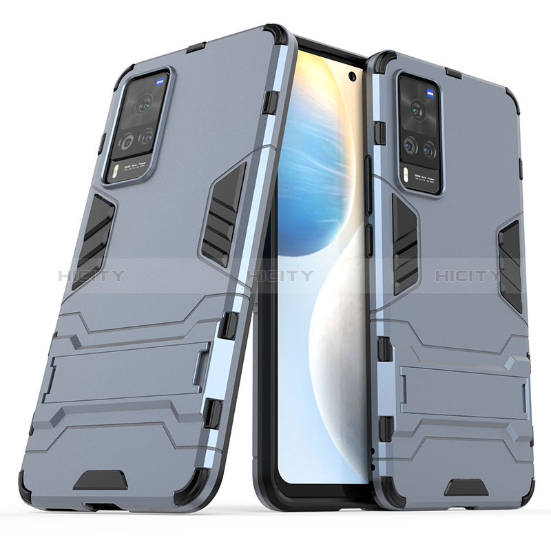 Coque Contour Silicone et Plastique Housse Etui Mat avec Support KC2 pour Vivo X60 Pro 5G Plus