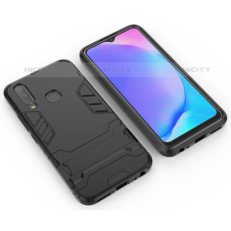 Coque Contour Silicone et Plastique Housse Etui Mat avec Support KC2 pour Vivo Y11 Plus