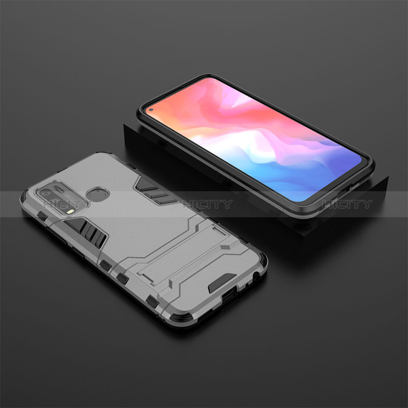 Coque Contour Silicone et Plastique Housse Etui Mat avec Support KC2 pour Vivo Y50 Gris Plus